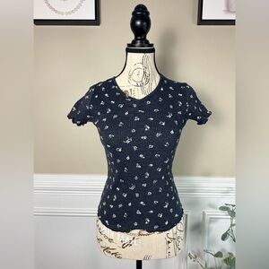 Art Class Girls Cinched V-Neck Lettuce Edge Short Sleeve Top Size Large (10/12)